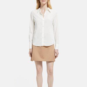 NWT S Theory Perfect Fitted Shirt in Stretch Georgette Crepe